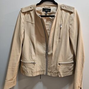 MANGO BLUSH LEATHER MOTO JACKET MEDIUM